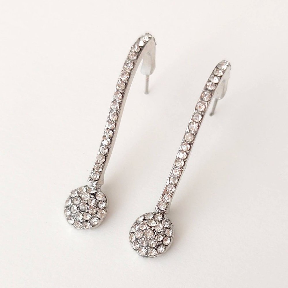 Faux diamond pave curved bar earrings